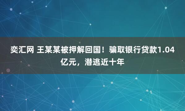 奕汇网 王某某被押解回国!骗取银行贷款1.04亿元,潜逃近十年