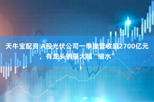 天牛宝配资 A股光伏公司一季度营收超2700亿元，有龙头销量大幅“缩水”