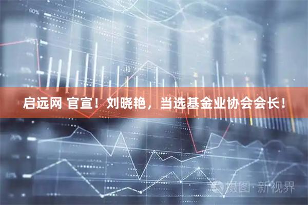 启远网 官宣！刘晓艳，当选基金业协会会长！