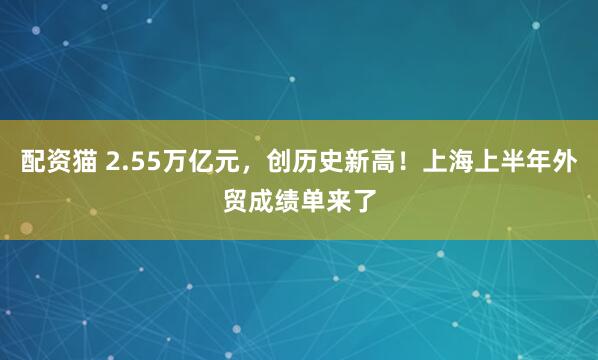 配资猫 2.55万亿元，创历史新高！上海上半年外贸成绩单来了